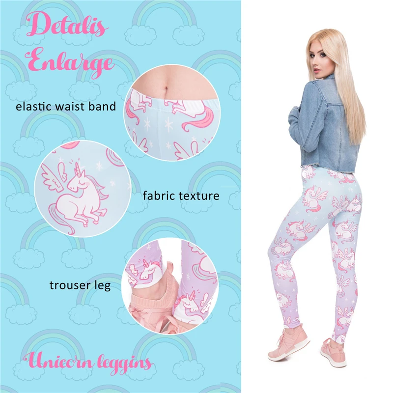 

2019 Angle Blue Print Women Leggings Fitness Breathable Perspiration Quick Drying Leggins High Elasticity Trouser Pants