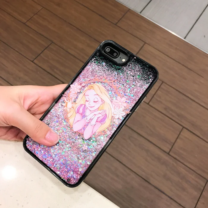Cartoon Classic Anime Bling Glitter Phone Case For iphone Xs MAX Xr X 5 6 6s 8 7plus Sleeping Beauty Liquid Quicksand Cover |