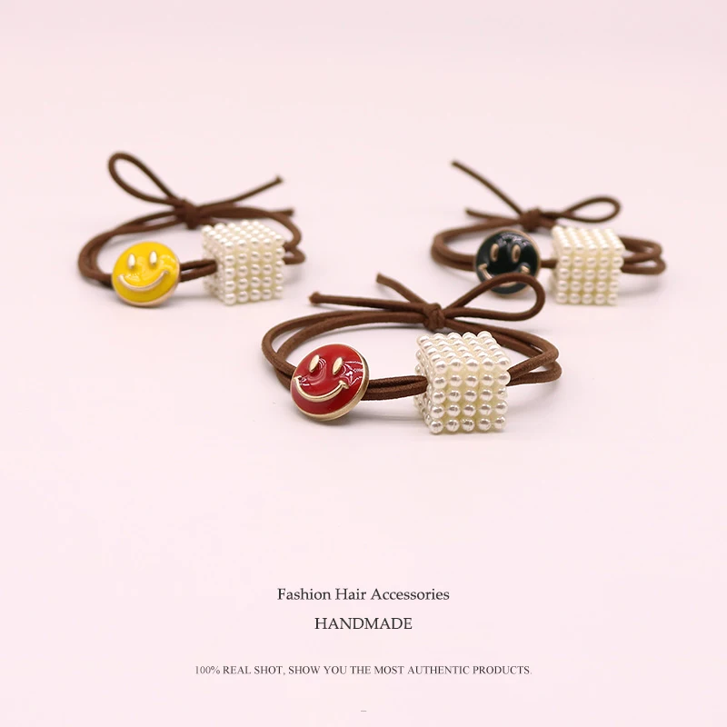 Euhra Polyester Sweet Elastic Hair Brands Candy Color Smiley Face Headwear |