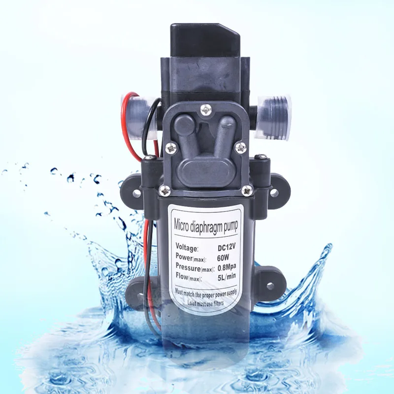 Мембранный Водяной насос высокого давления 12 В постоянного тока 60 Вт 130 фунтов на