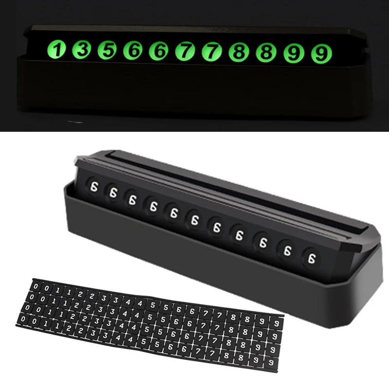 Автомобильная временная парковочная карта с светящимся ночным светом, уведомляющая о номере телефона, на наклейке в стиле "рокер-переключатель", автодополнение.