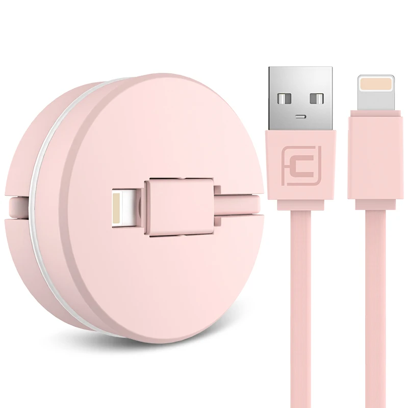 CAFELE 1 м выдвижной телефонный кабель для iPhone Xs Max Xr X 8 7 6 ipad Mini Usb кабель для зарядки и синхронизации данных для IOS 12 11 10 9 - Цвет: Pink