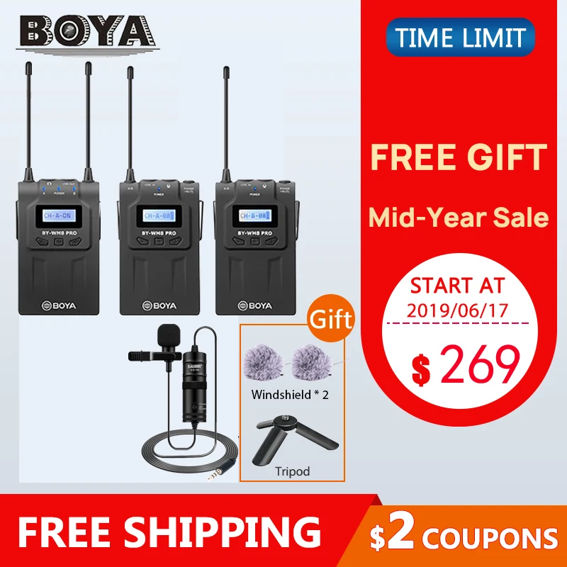 BOYA WM4 Pro II BY-WM6/BY-WM5/BY-WM8 UHF Беспроводная микрофонная система всенаправленный петличный микрофон для ENG EFP DV DSLR