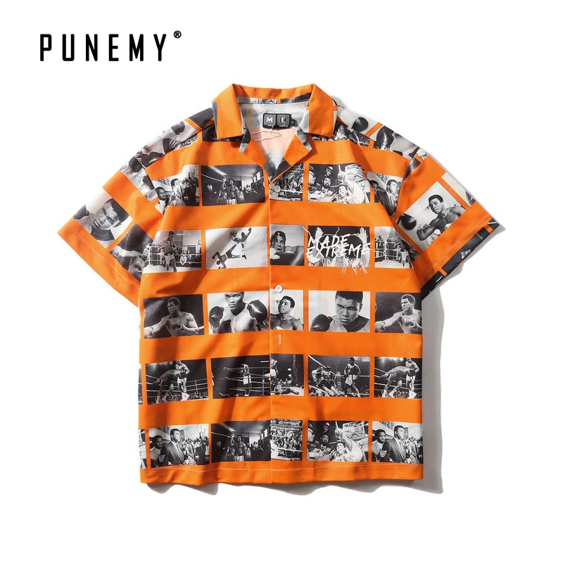 Мужские рубашки с коротким рукавом в стиле панк винтажные рисунком фильма