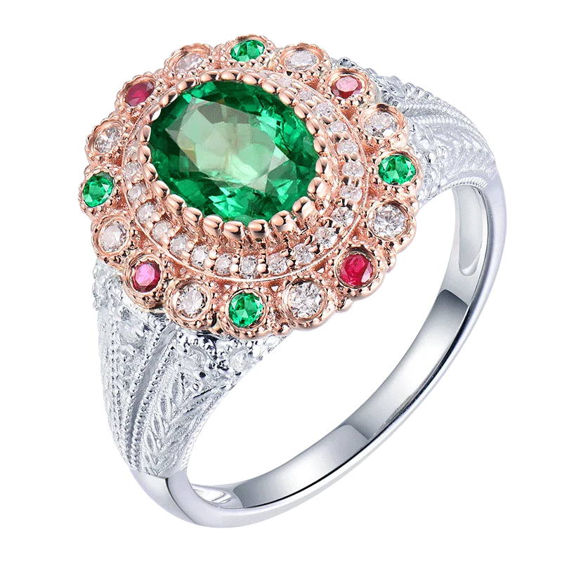 18K White Gold Изумрудные Кольца для женщин, Настоящее Белое золото 18 К, цвета драгоценных камней, натуральные бриллианты, вечерние украшения для молодых девушек, лучший подарок, хорошее ювелирное изделие - Цвет камня: 18K White Gold