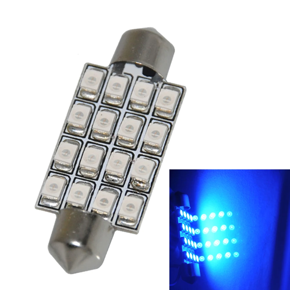 6 шт. 16 SMD лампы 42 мм белый теплый белого и синего цвета светодиодный Купол