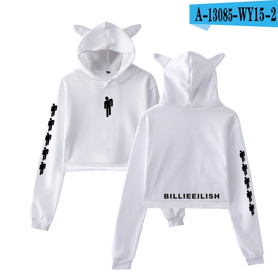 УКОРОЧЕННЫЙ ТОП Billie Eilish, розовая толстовка с капюшоном, Harajuku, джемпер с длинным рукавом, пуловер с капюшоном, пальто, Повседневная Толстовка, sudaderas mujer - Цвет: 012
