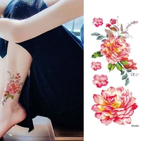 1pc henna tattoo fake temporary tattoos stickers sexy rose peony flowers arm shoulder tattoo waterproof women on body