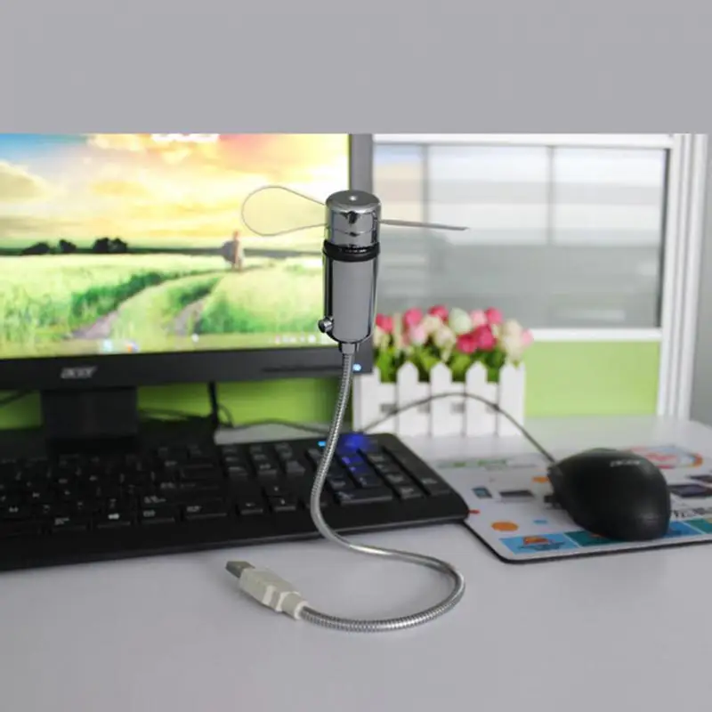 Мини USB портативный вентилятор гаджеты мигающий светодиодный охладитель для