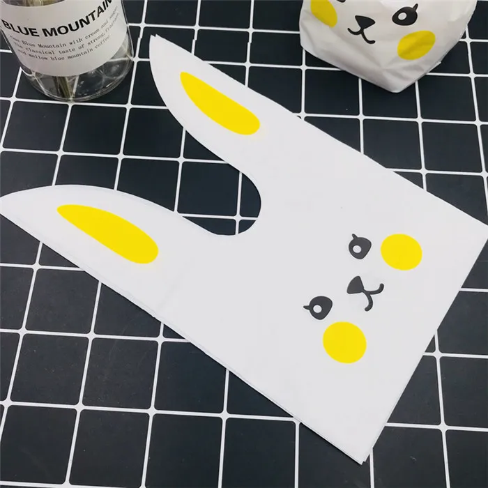 Yellow Paw Cat Милый с кроличьими ушами для печенья сумки конфеты упаковочный пакет для печенья 50 шт./лот ювелирные изделия свадебные конфеты подарочные сумки вечерние принадлежности для бутика - Цвет: Yellow Paw Cat