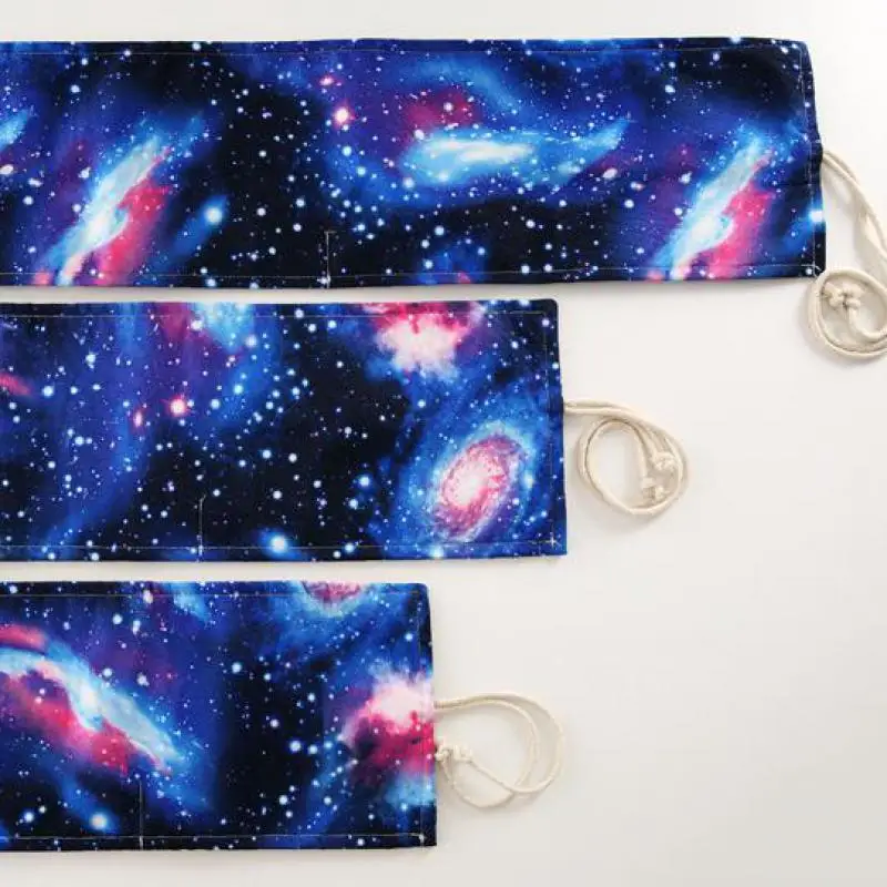 

36/48/72holes Galaxy Environmental Canvas Pen Bag Curtain Student Stationery Roll Pencil Bag Pencil Pouch School Supplies