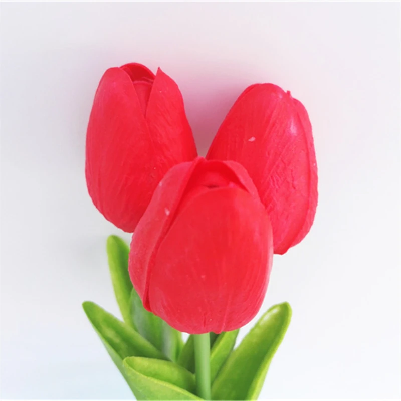Красный букет тюльпанов модные свадебные цветы искусственные лампочки для