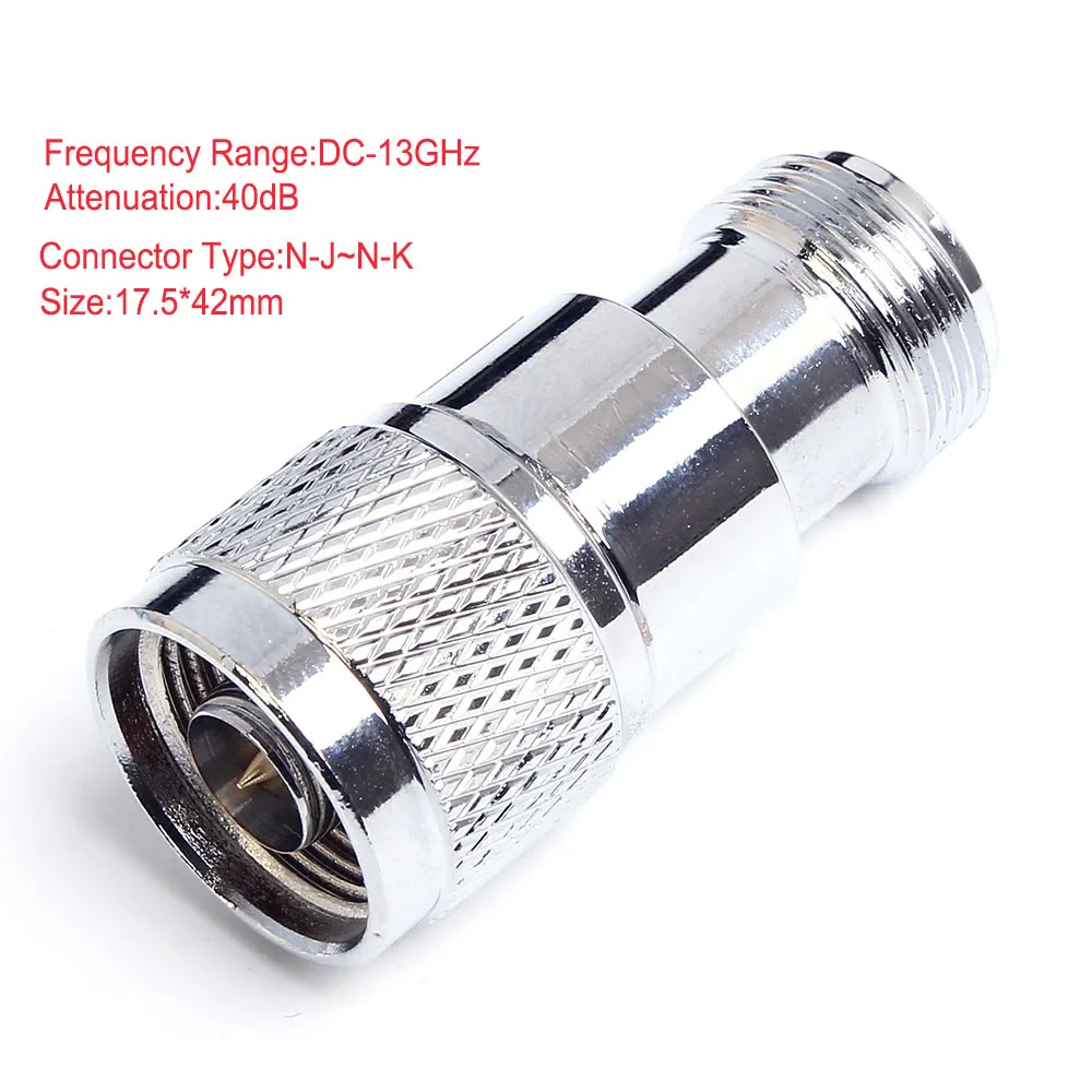 40dB N-Connector 10dB 20dB 40dB DC-13GHz SMA/N разъем коаксиальный Фиксированный аттенюатор 5 Вт 50 Ом - Цвет: 40dB N-Connector