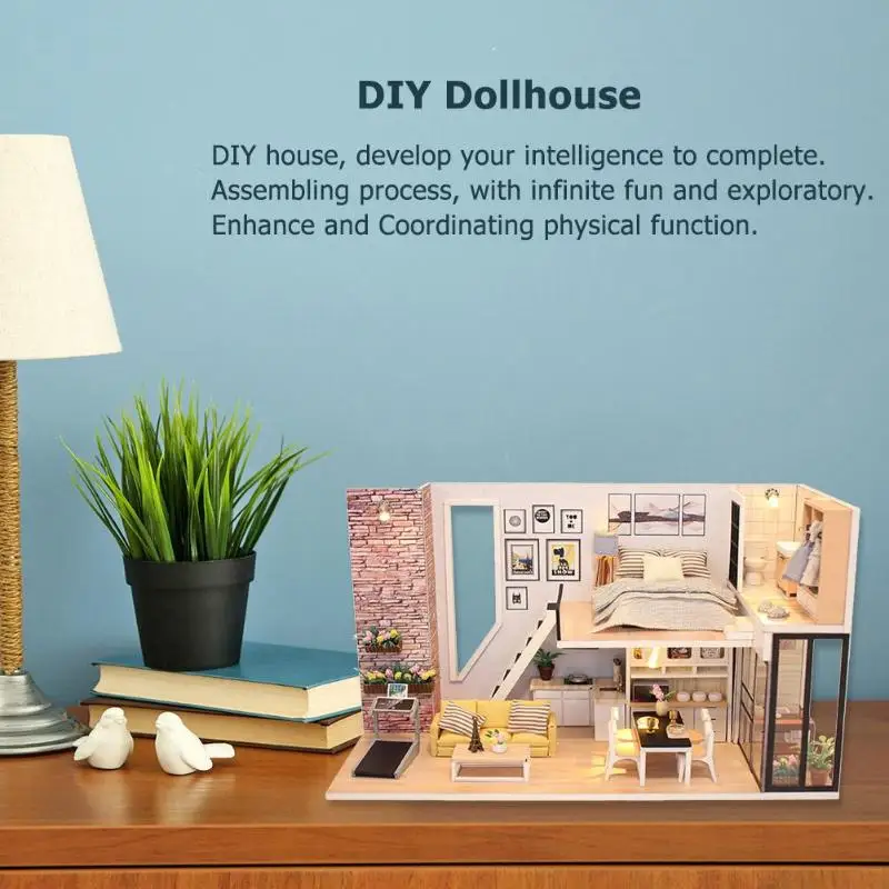 Кукольный дом мебель Diy Миниатюрный пылезащитный чехол 3D Деревянный миниатюрный DIY пазл Сборная Мебель деревянный дом игрушки для детей