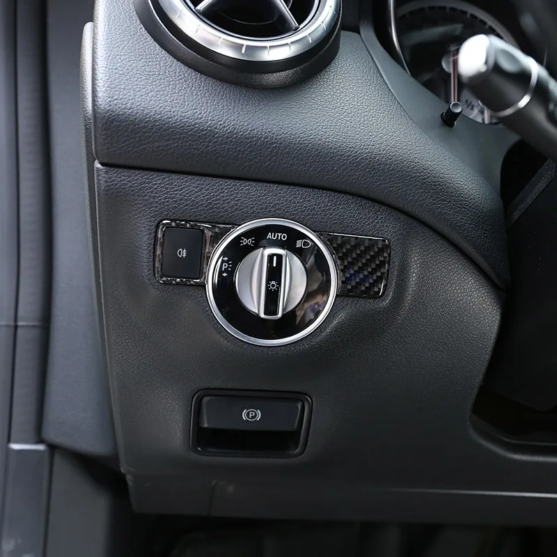 Настоящие наклейки из углеродного волокна для кнопки регулировки фар Mercedes Benz A W176