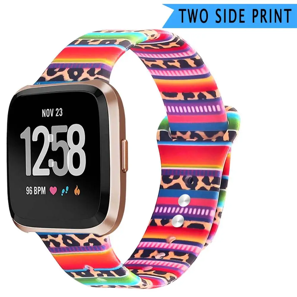 Bohemian leopard Женский силиконовый ремешок с принтом для Fitbit Versa, спортивный ремешок для часов samsung gear S3 Frontier/классический сменный ремешок 22 мм - Цвет ремешка: Bohemian leopard