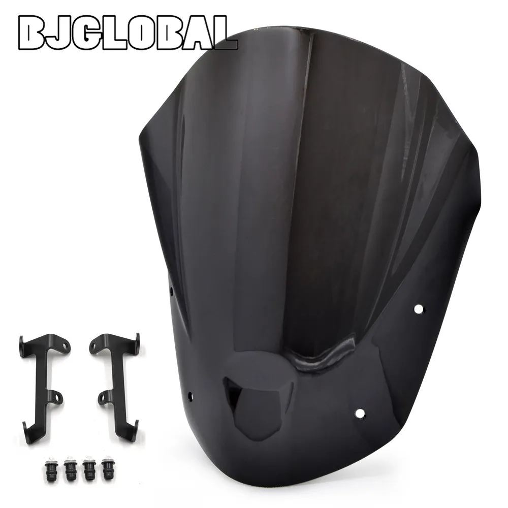 

BJGLOBAL Motorcycle Windshield ABS WindScreen With Bolts Bracket For Yamaha MT09 FZ09 2013 2014 2015 2016 Black