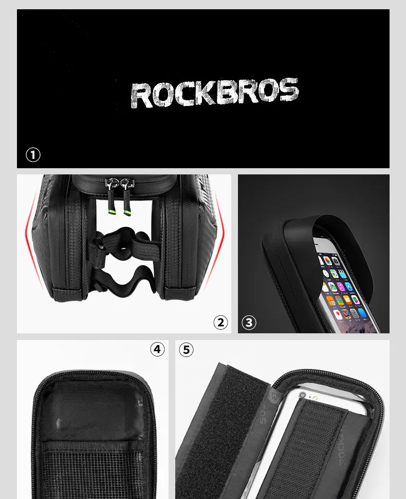 ROCKBROS 6," велосипедная каркасная сумка, велосипедная сумка с жестким корпусом, велосипедная сумка с сенсорным экраном, чехол для мобильного телефона, Аксессуары для велосипеда