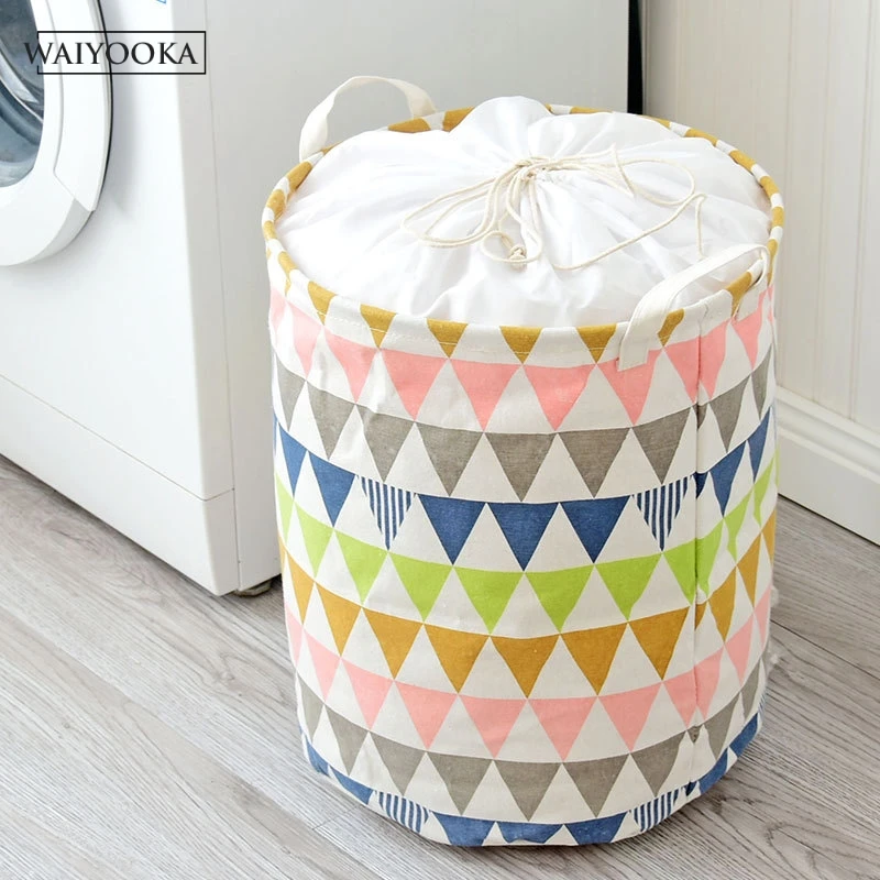 Simple Pattern Foldable Laundry Basket Storage Barrel Standing Toy Clothing Bucket Organizer Household Container | Дом и сад
