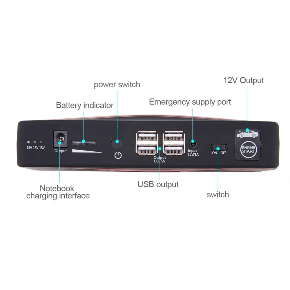 Автомобильный стартер Power Bank 600A Портативный Аккумулятор Booster Зарядное устройство