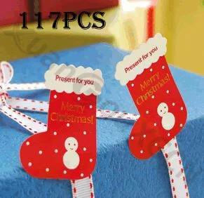 117 шт. DIY наклейки для выпечки с печатью мультфильм Счастливого Рождества носки