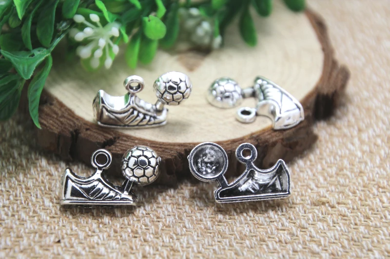15 шт. подвески для футбола Античные тибетские серебряные и футбольного мяча 24x15