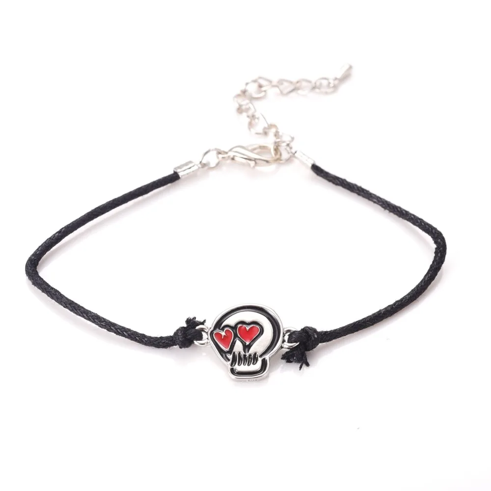2 шт./комплект женские браслеты с подвеской в виде черепа и сердца|bracelet fashion|fashion