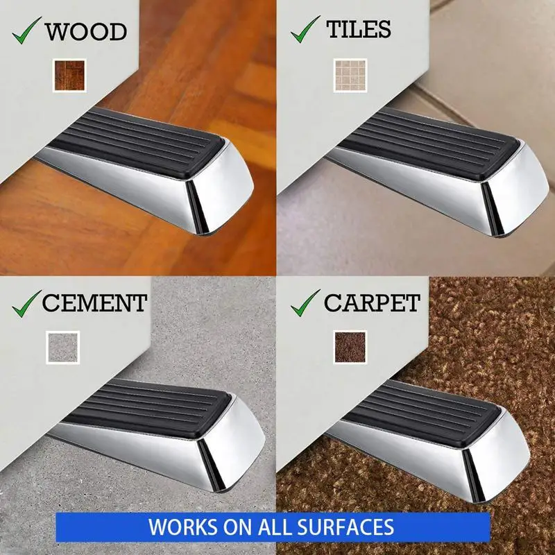 Hub Door Stopper with Rubber Treads (4 Wedges Satin Nickel Finish) Premium Quality. Heavy. Non-Slip. Non-Rusting. H | Обустройство