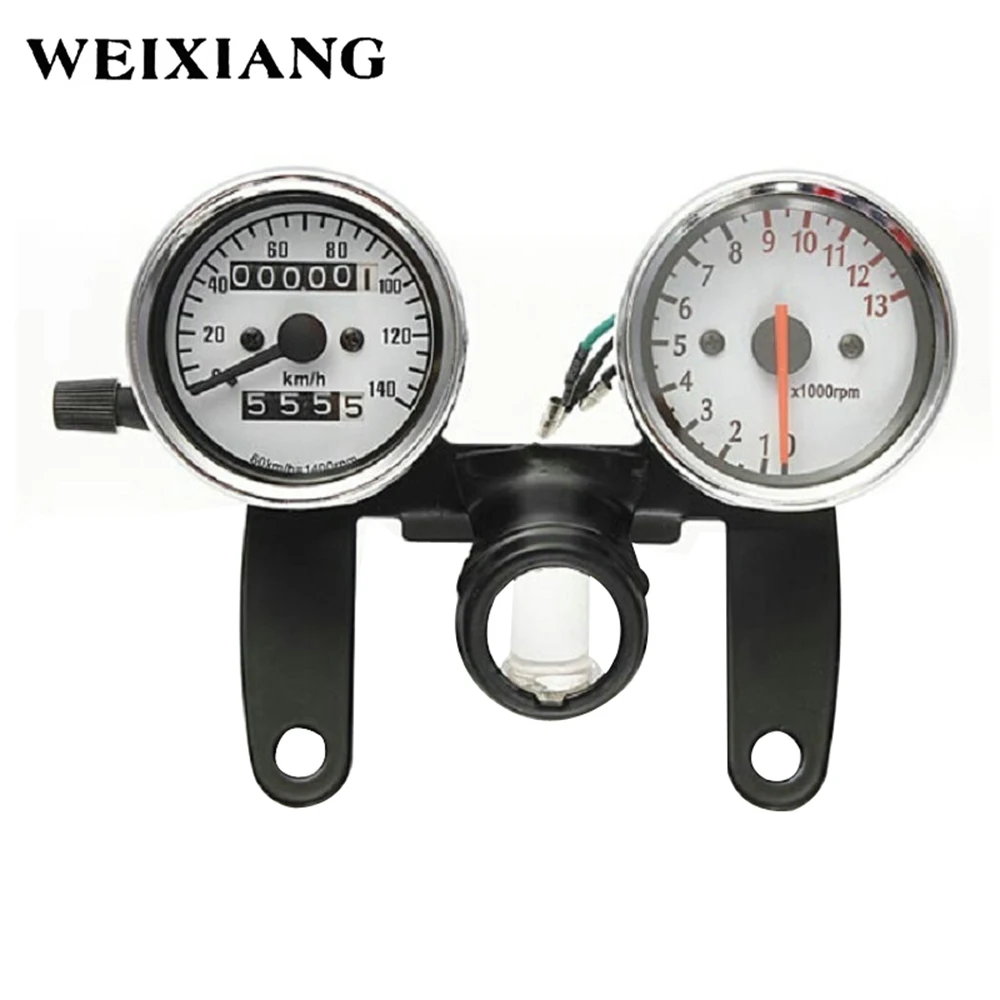 

Universal Motorcycle Odometer Tachometer Speedometer Gauge with Black Bracket