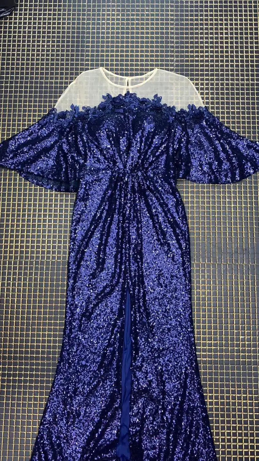 

Sexy Women Sequined Open Fork Night Club Dress Homecoming Singer Fashion