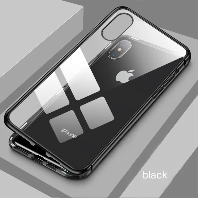 Full Black 001 360 двойной Магнитный флип-чехол для iphone 11 Pro MAX XS X XR 8 7 Plus Чехол передняя+ Задняя стеклянная крышка чехол для iphone 7 Plus Чехлы бамперы - Цвет: Full Black 001