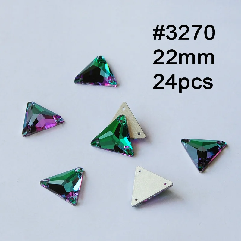 Triangle 22mm 24pcs Смешанные формы изумруд Rivoli квадратная космическая триллиантная КАПЛЕВИДНАЯ капля пришивные стразы для шитья стеклянные кристаллы пришивные камни - Цвет: Triangle 22mm 24pcs