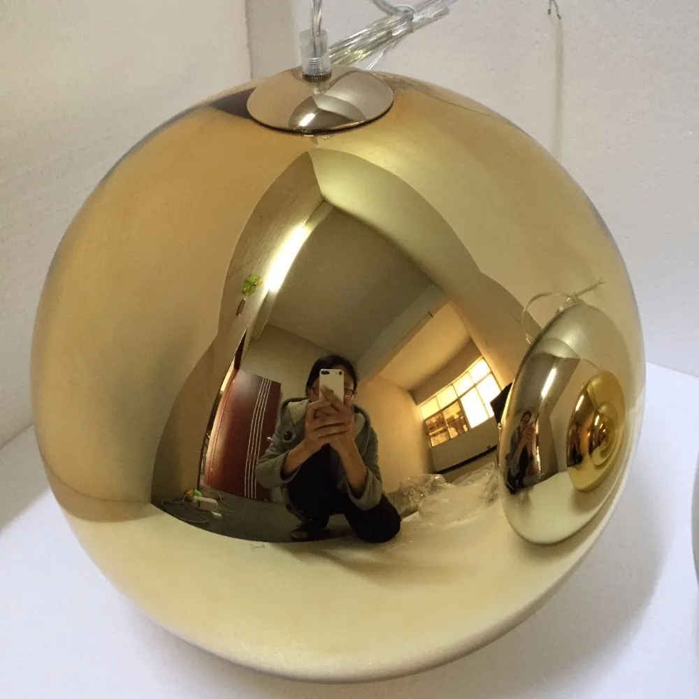 Современный простой медный зеркальный подвесной светильник-шар стеклянные