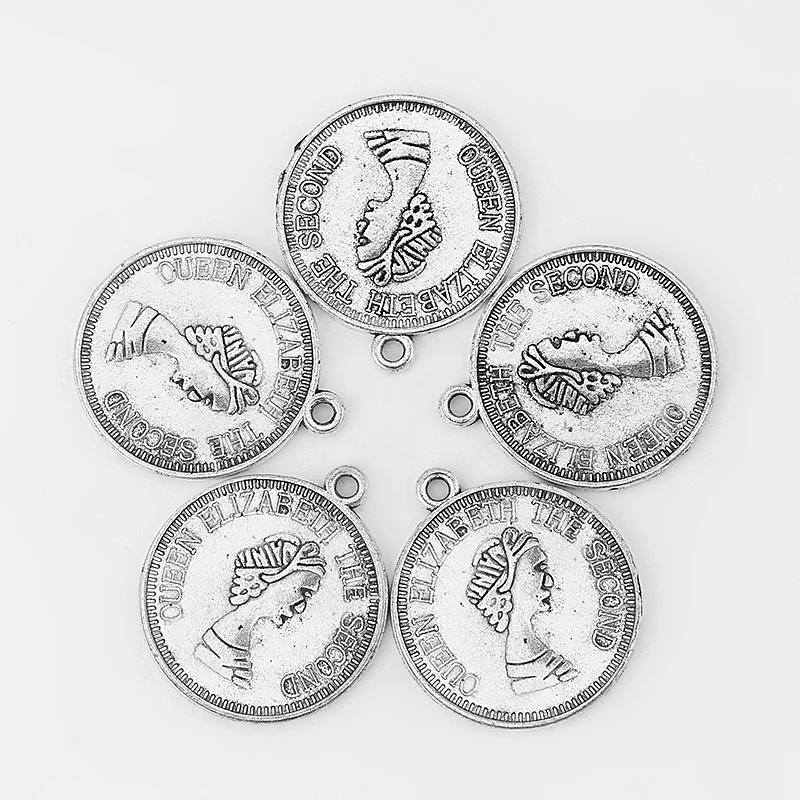 25 шт серебро/золото королева елизания сенконд декоративные МОНЕТЫ кулон для DIY