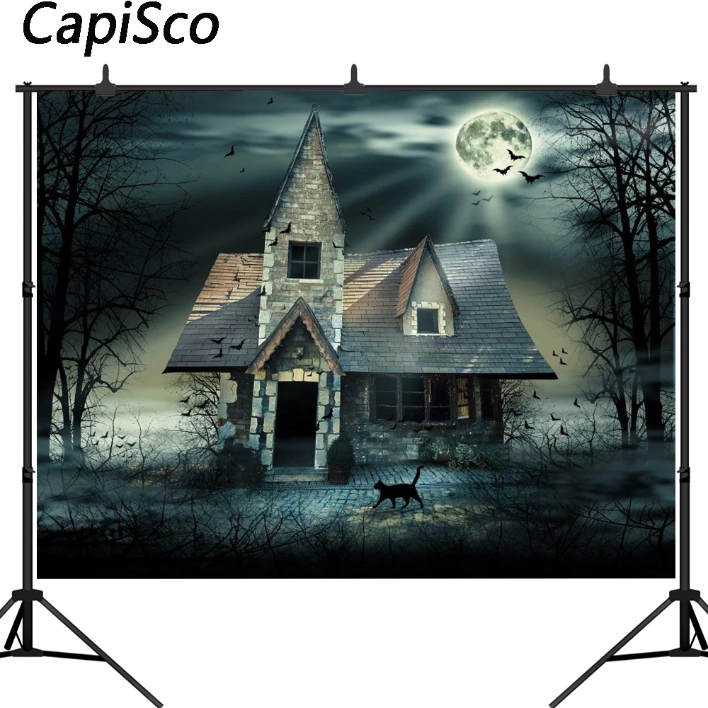 Capisco photography backdrops Halloween background shabby house Black cat newborn Backgrounds | Электроника