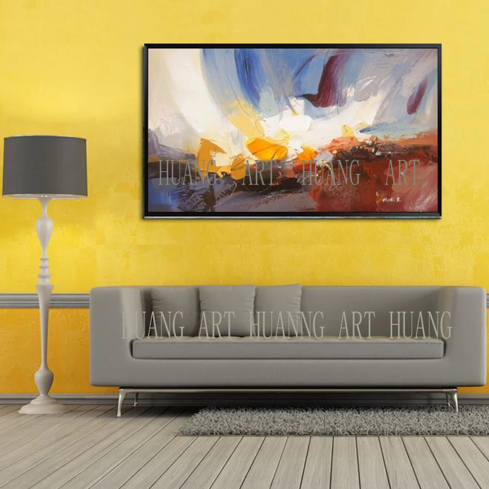 Skilled Artist Hand-painted Large Size High Quality Brown and Blue Colors Abstract Oil Painting for Living Room Decoration | Дом и сад