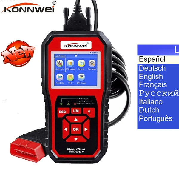 Профессиональный OBD2 сканер автомобильный KW850 считыватель кодов OBD II и EOBD