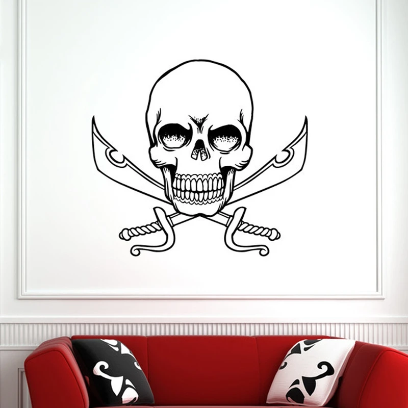 

Skull Halloween Swords Sticker Punk Death Decal Devil Poster Name Car Window Art Wall Decals Parede Decor Mural