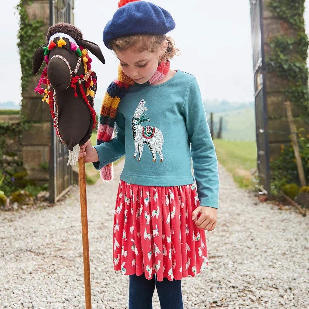 Платье принцессы с аппликацией в виде животных лоскутное платье для маленьких