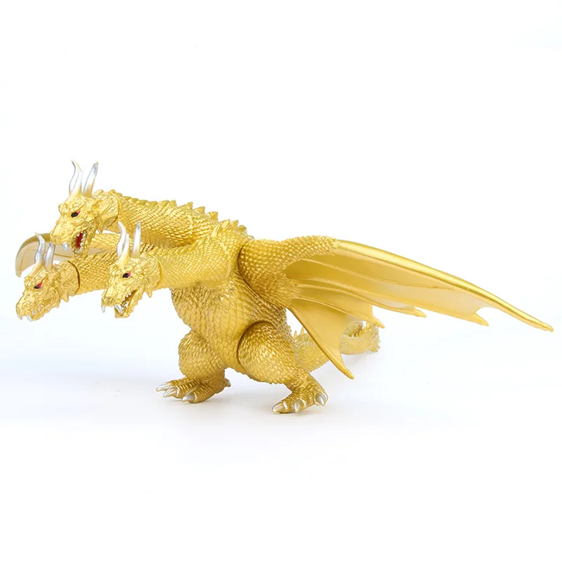 Три головы золотой дракон король Гидора 22-24 см Фигурки игрушки Brinquedo игрушка Коллекционная модель игрушки#1468