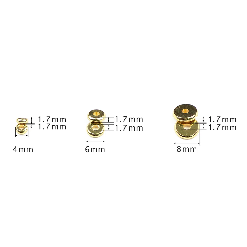 Медные бусины с отверстием для монет 4 6 8 мм золотого/розового золота плоские