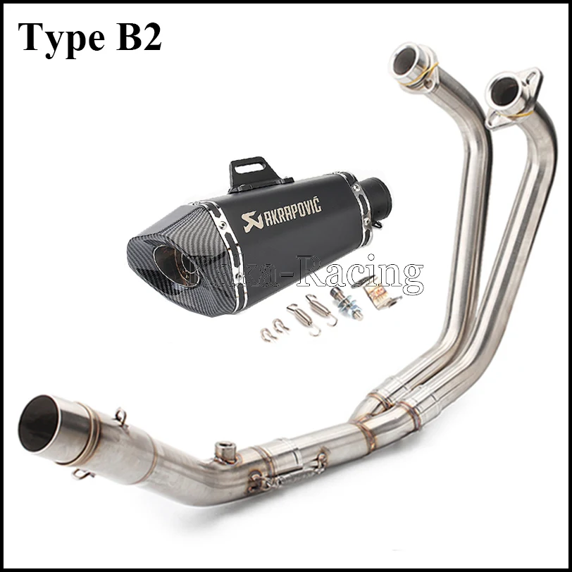 Type B2 MT-03 MT03 мотоцикл Akrapovic глушитель выхлопной трубы полная система скольжения Передняя средняя труба для Yamaha R3 YZF R25 - Цвет: Type B2