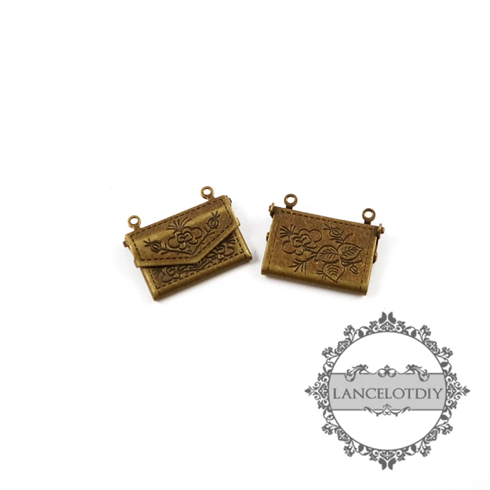13x21 мм Винтажный стиль темный античный латунный бронзовый конверт кулон с фото