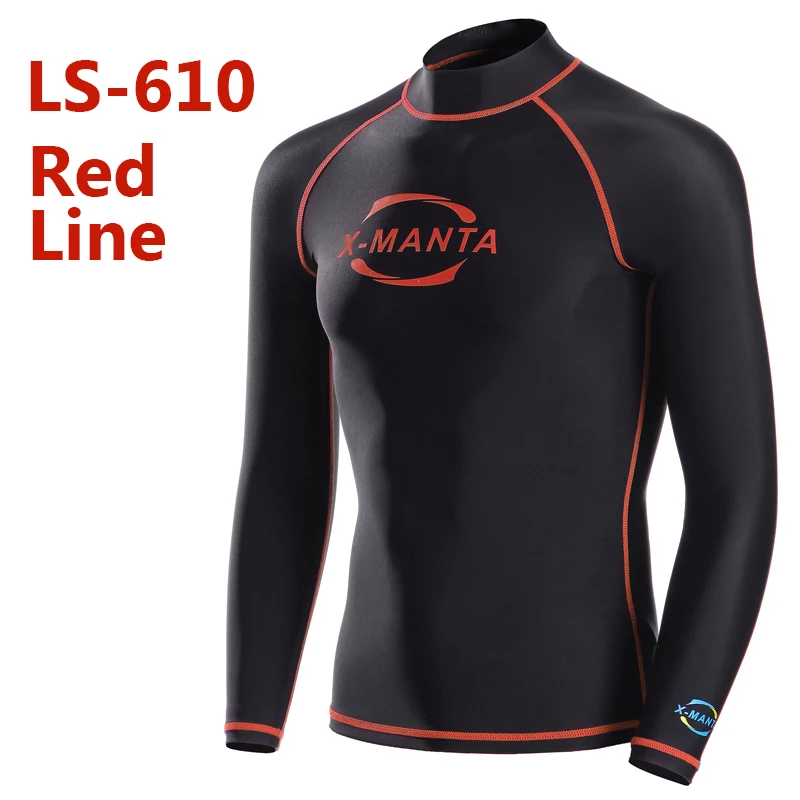 Red line С длинным рукавом Upf 50+ рашгарды для мужчин Боди костюмы Подводное плавание дайвинг куртка кожа анти-УФ одежда серфинг спортивная одежда гидрокостюм - Цвет: Red line