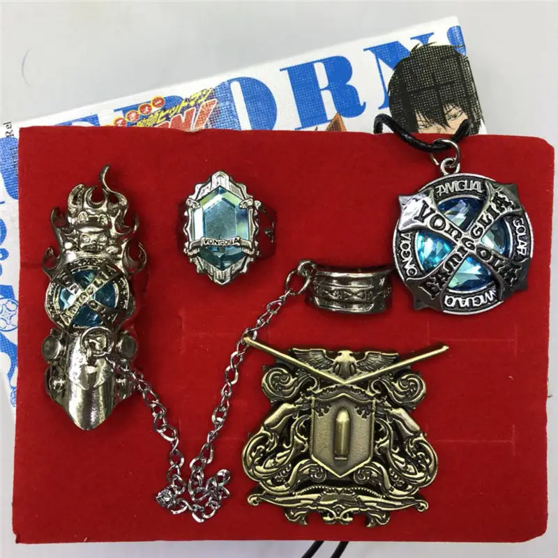 Модное кольцо Katekyo Hitman Reborn Sawada Tsunayoshi Аниме Косплей кольца ожерелье брошь набор