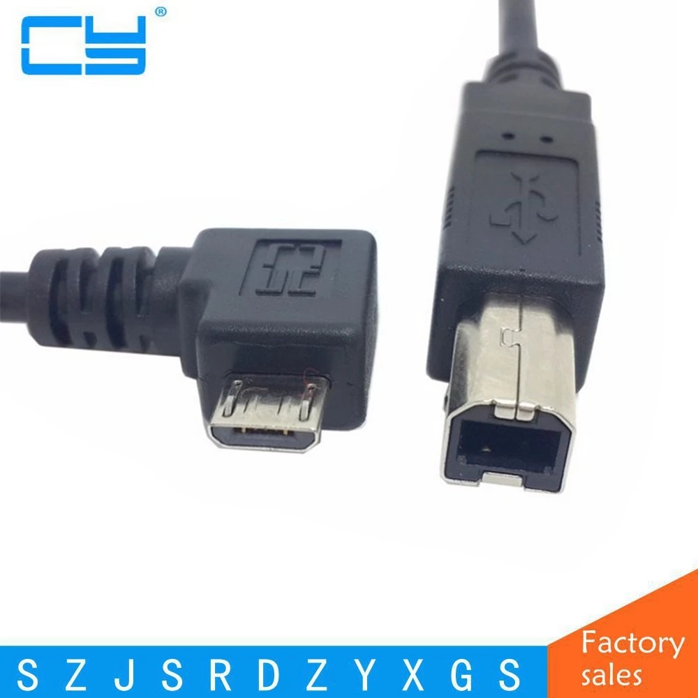 Правый угловой 90 градусов Micro USB для стандартного B Type принтера сканера жесткого