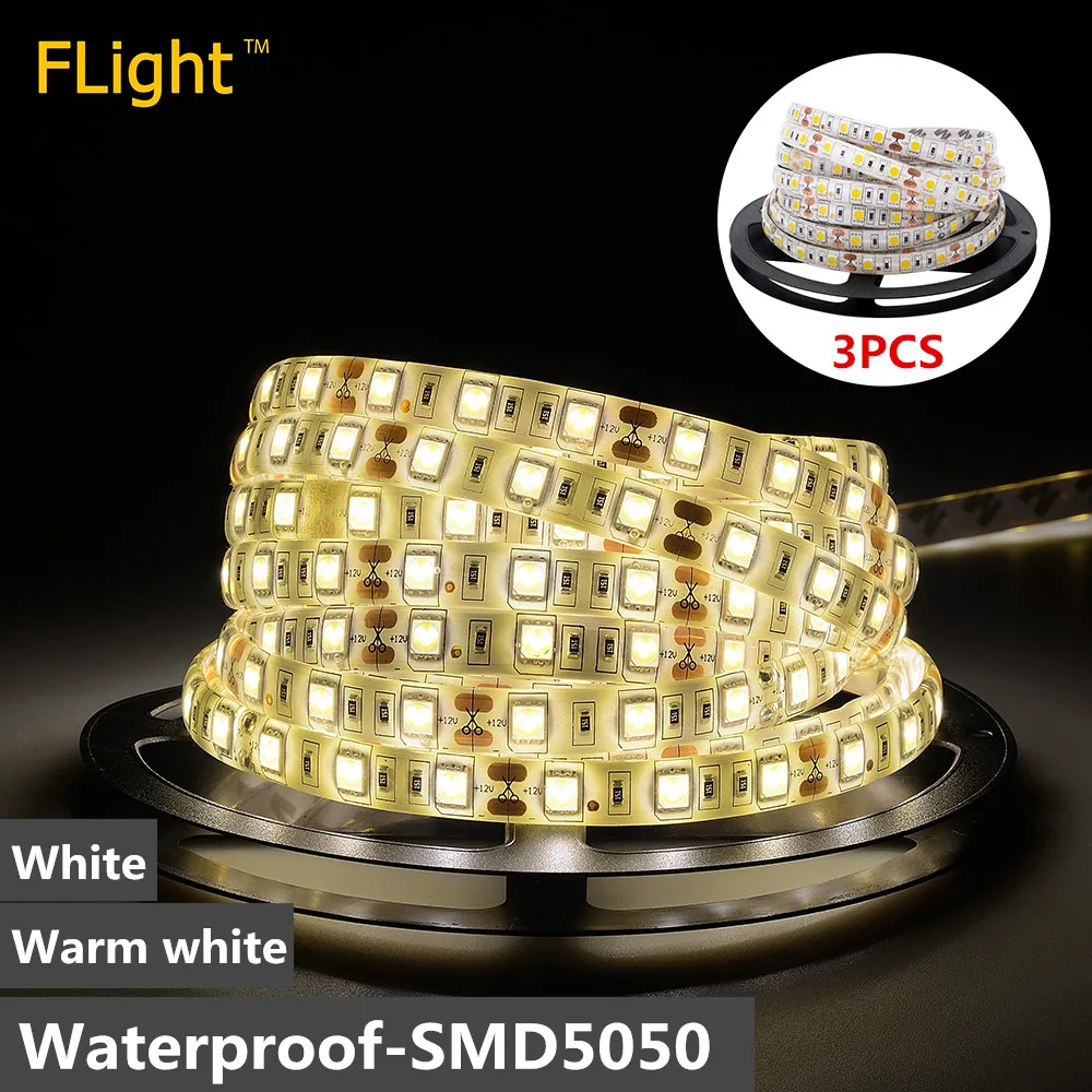 Водонепроницаемый SMD5050 СВЕТОДИОДНЫЕ Ленты Белый/Теплый белый Лампы 60Led/m 5 м 300Led
