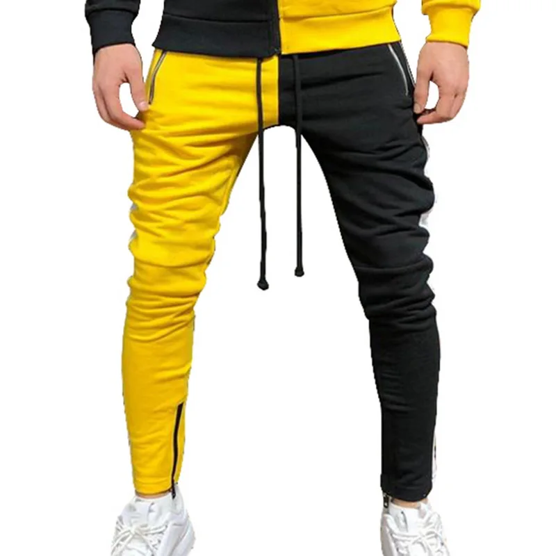 pants 5 Бренд Laamei, мужские комплекты, модная Осенняя Лоскутная куртка, спортивный костюм, толстовки+ спортивные штаны, комплекты из 2 предметов, тонкий спортивный костюм, одежда - Цвет: pants 5