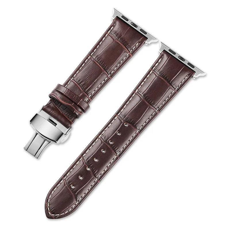 brown tan silver CHIMAERA для наручных часов Apple Watch, версии чёрный; коричневый ремешок для часов застежка-бабочка адаптер 38 мм 42 мм/40 мм 44 мм для наручных часов iWatch серии 4 3 2 1 - Цвет ремешка: brown tan silver