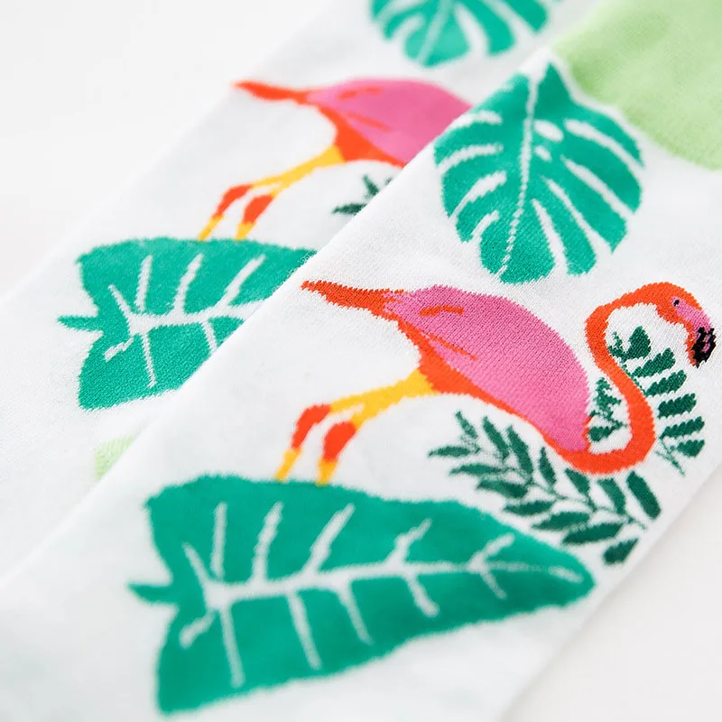 jungle flamingo Harajuku мужские носки мультфильм Фламинго носки милые забавные осень зима чесаные хлопковые Повседневные Носки мужские экипаж calcetines hombre - Цвет: jungle flamingo